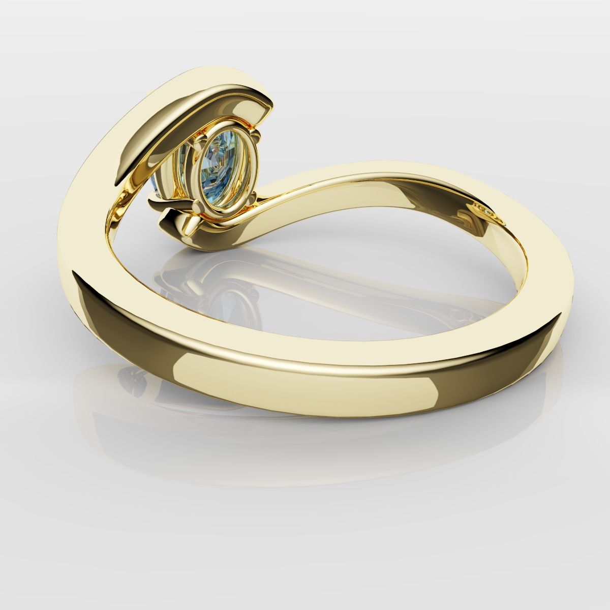 Oval Blue Diamond Wrap Around Ring - Yellow Gold