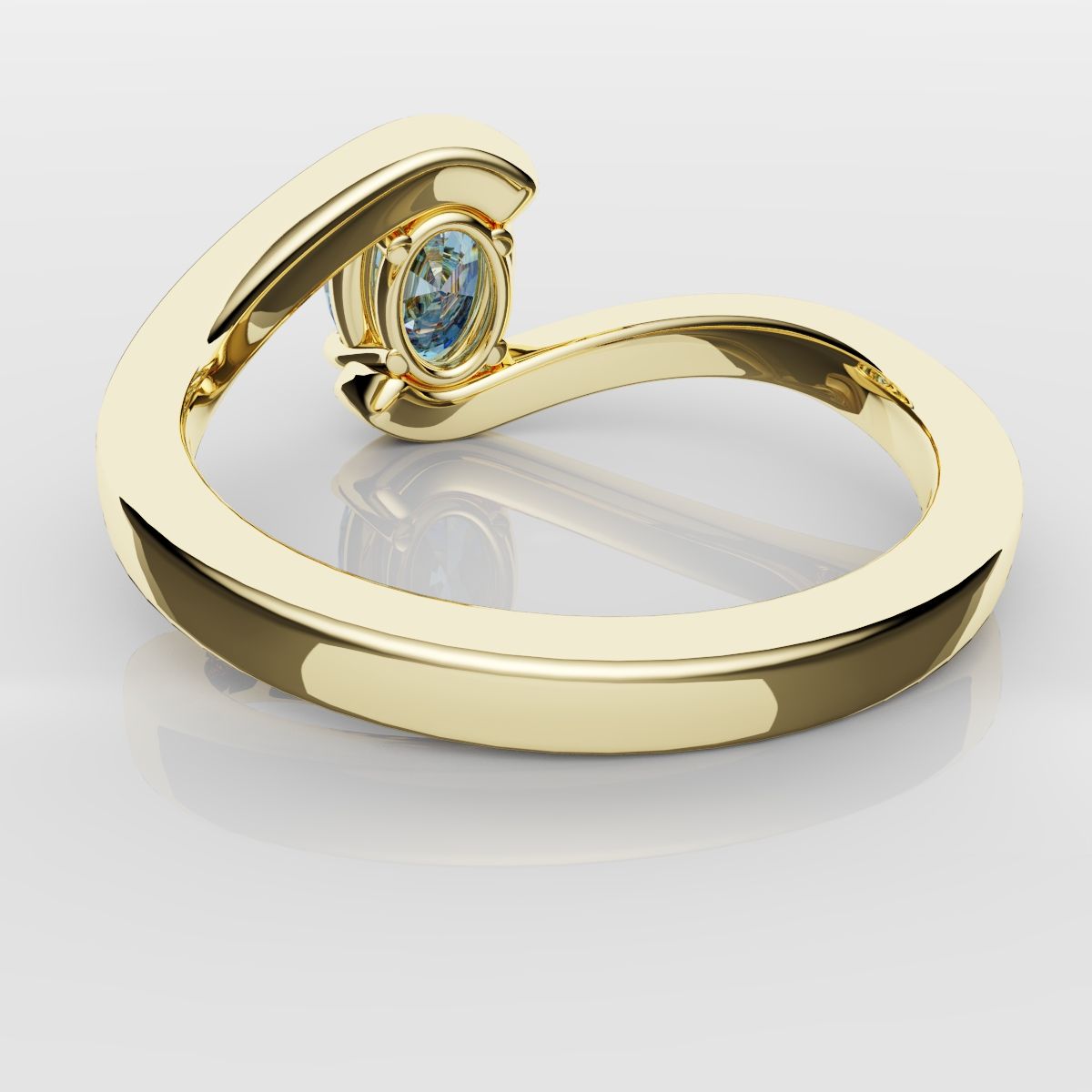 Oval Blue Diamond Wrap Around Ring - Yellow Gold