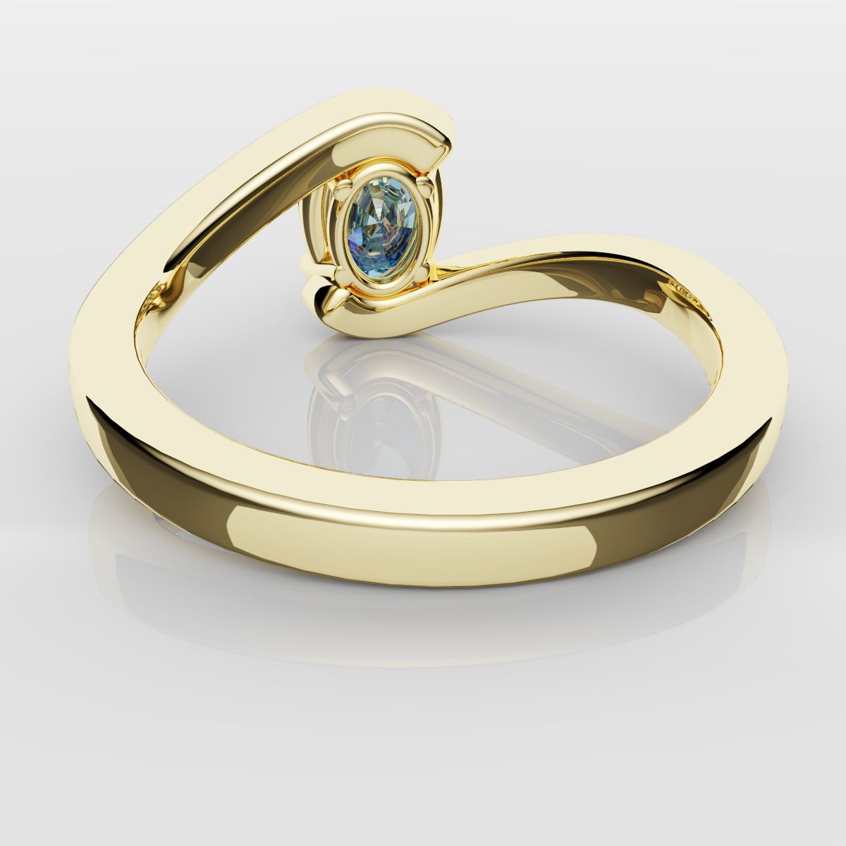 Oval Blue Diamond Wrap Around Ring - Yellow Gold