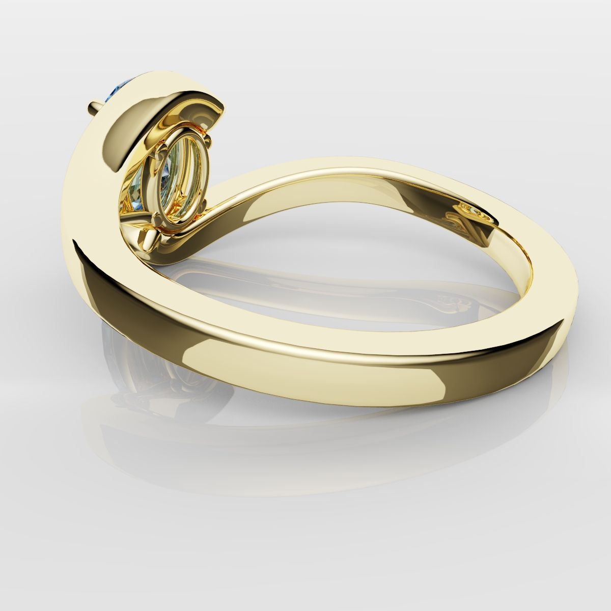 Oval Blue Diamond Wrap Around Ring - Yellow Gold