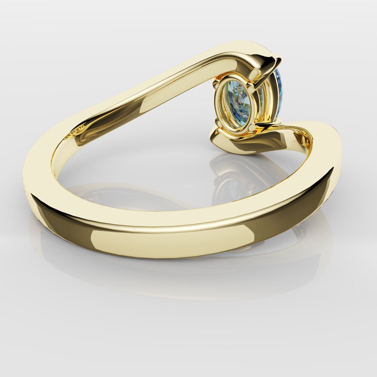 Oval Blue Diamond Wrap Around Ring - Yellow Gold