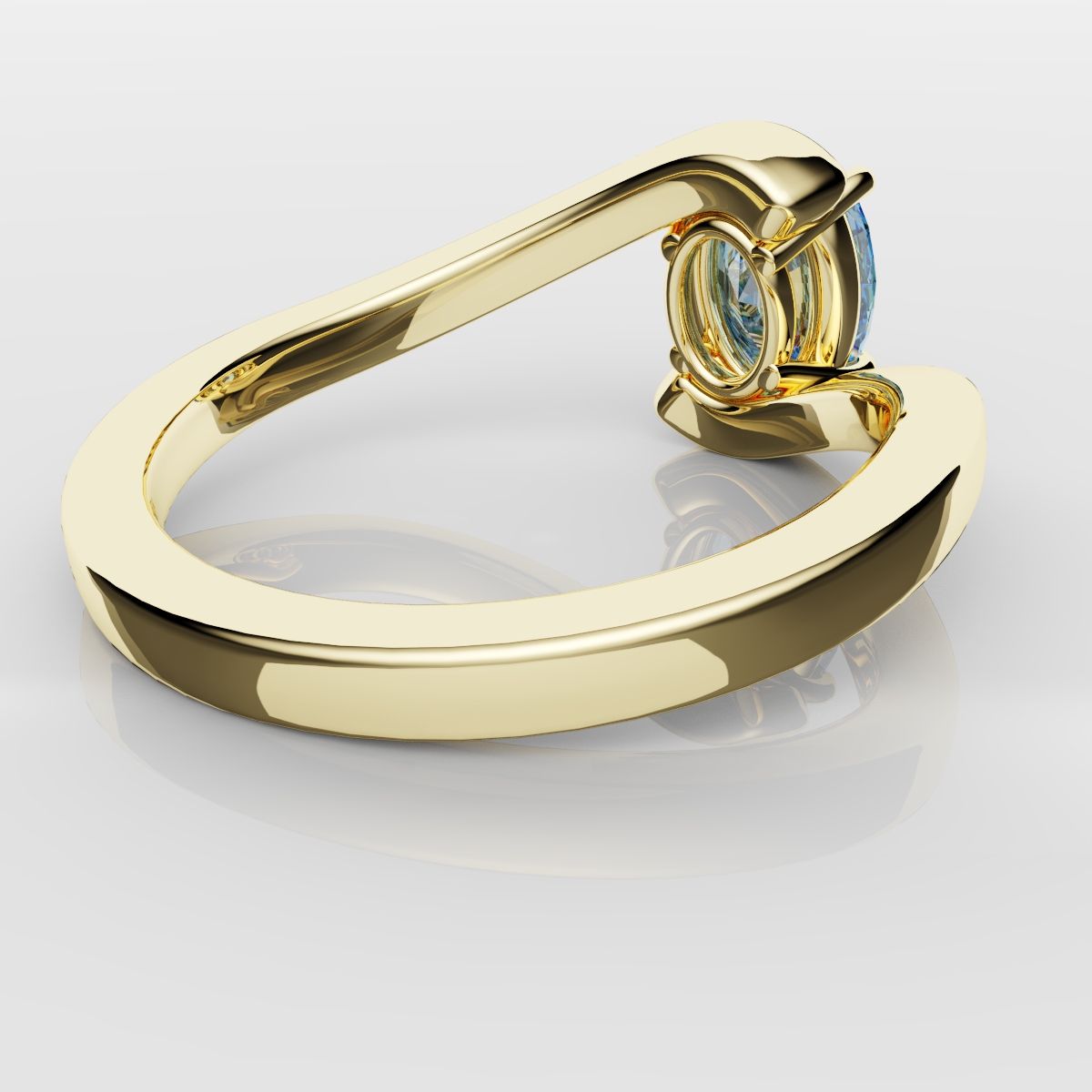 Oval Blue Diamond Wrap Around Ring - Yellow Gold