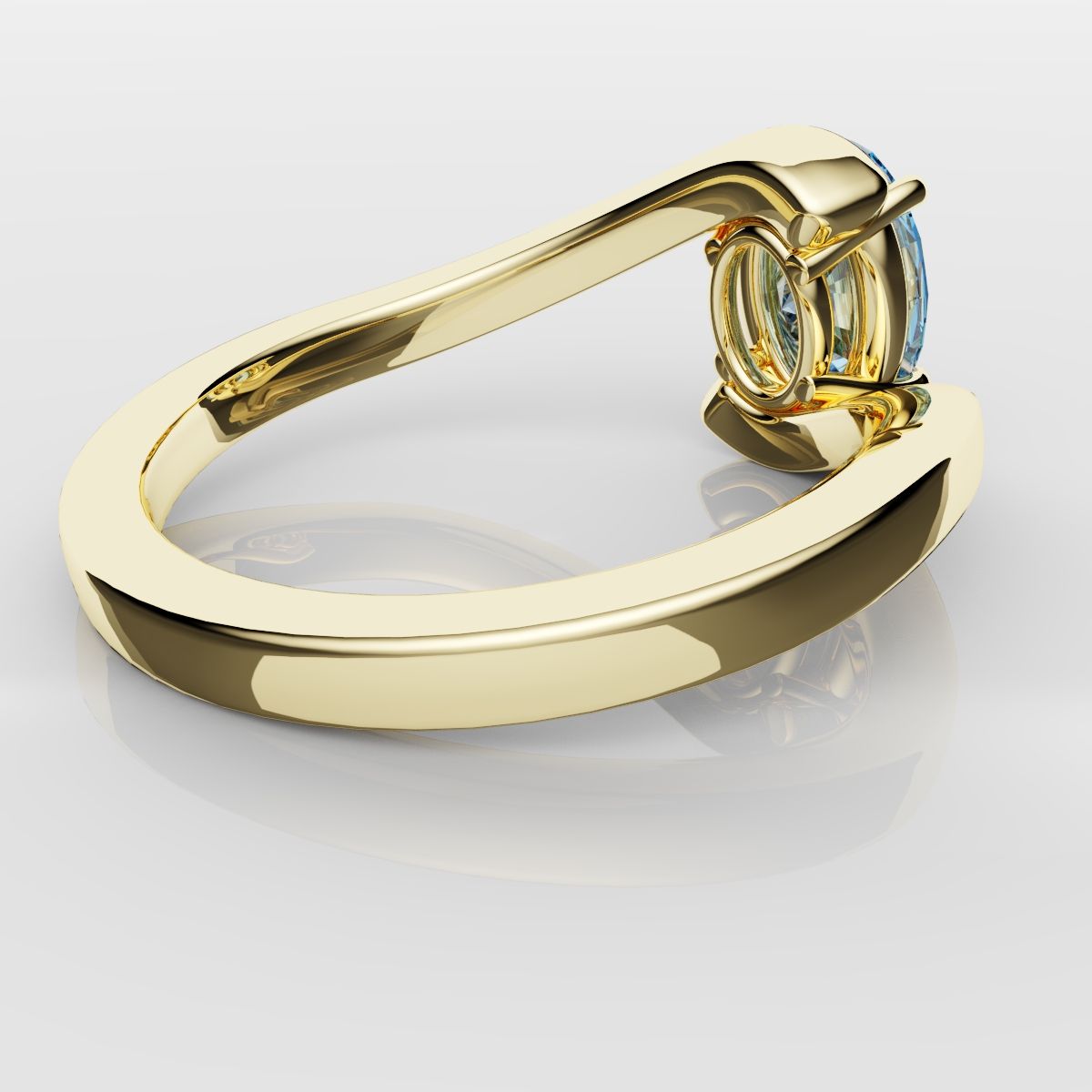 Oval Blue Diamond Wrap Around Ring - Yellow Gold