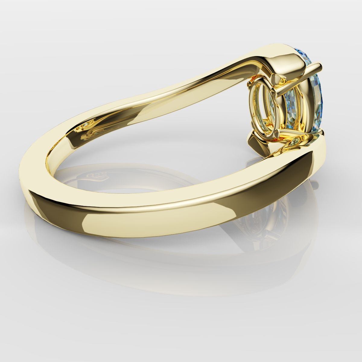 Oval Blue Diamond Wrap Around Ring - Yellow Gold