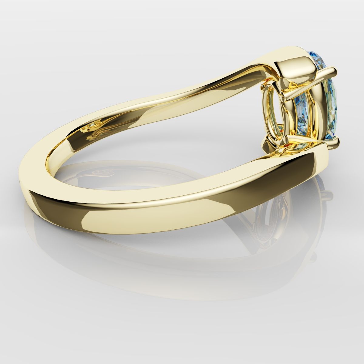 Oval Blue Diamond Wrap Around Ring - Yellow Gold