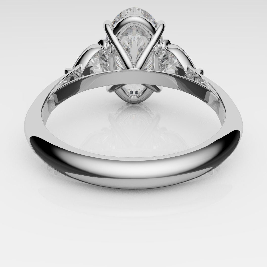 oval three stone diamond ring