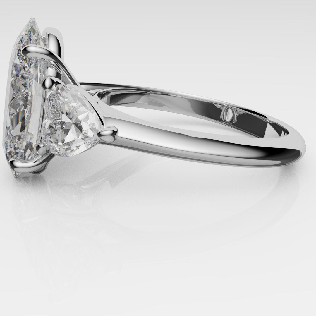 Oval and Heart Diamond Three Stone Engagement Ring