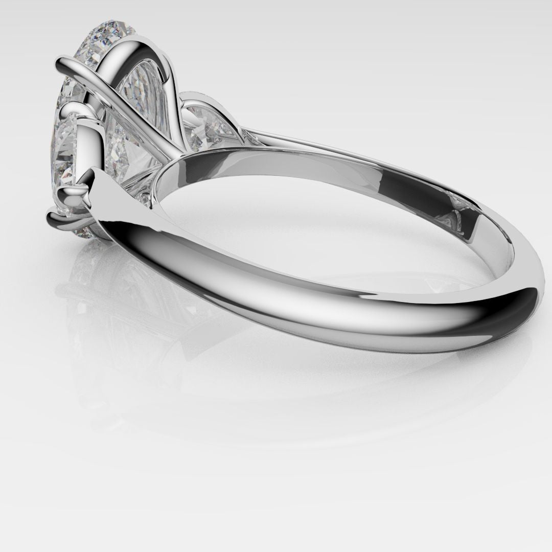Oval and Heart Diamond Three Stone Engagement Ring