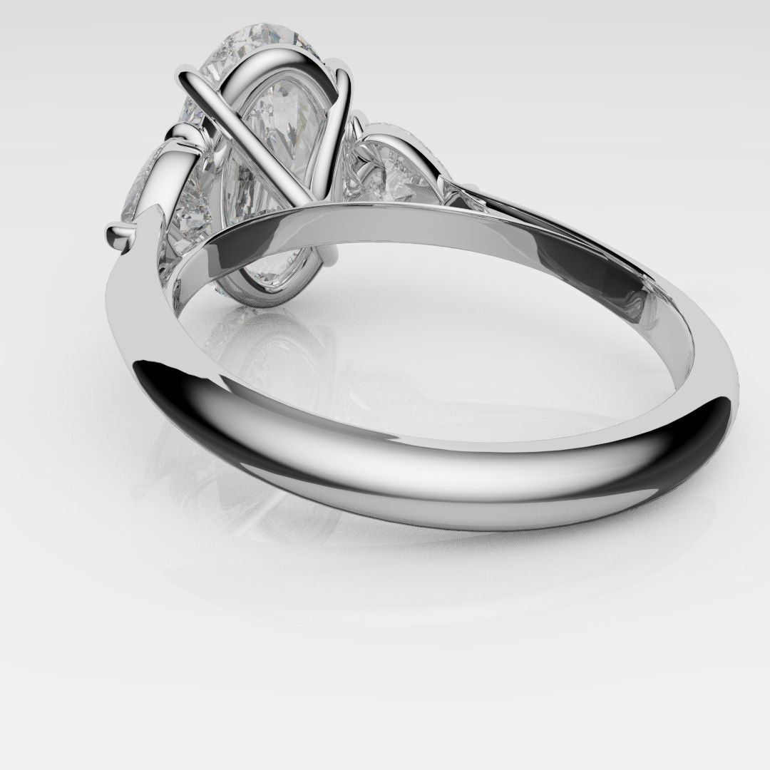 Oval and Heart Diamond Three Stone Engagement Ring