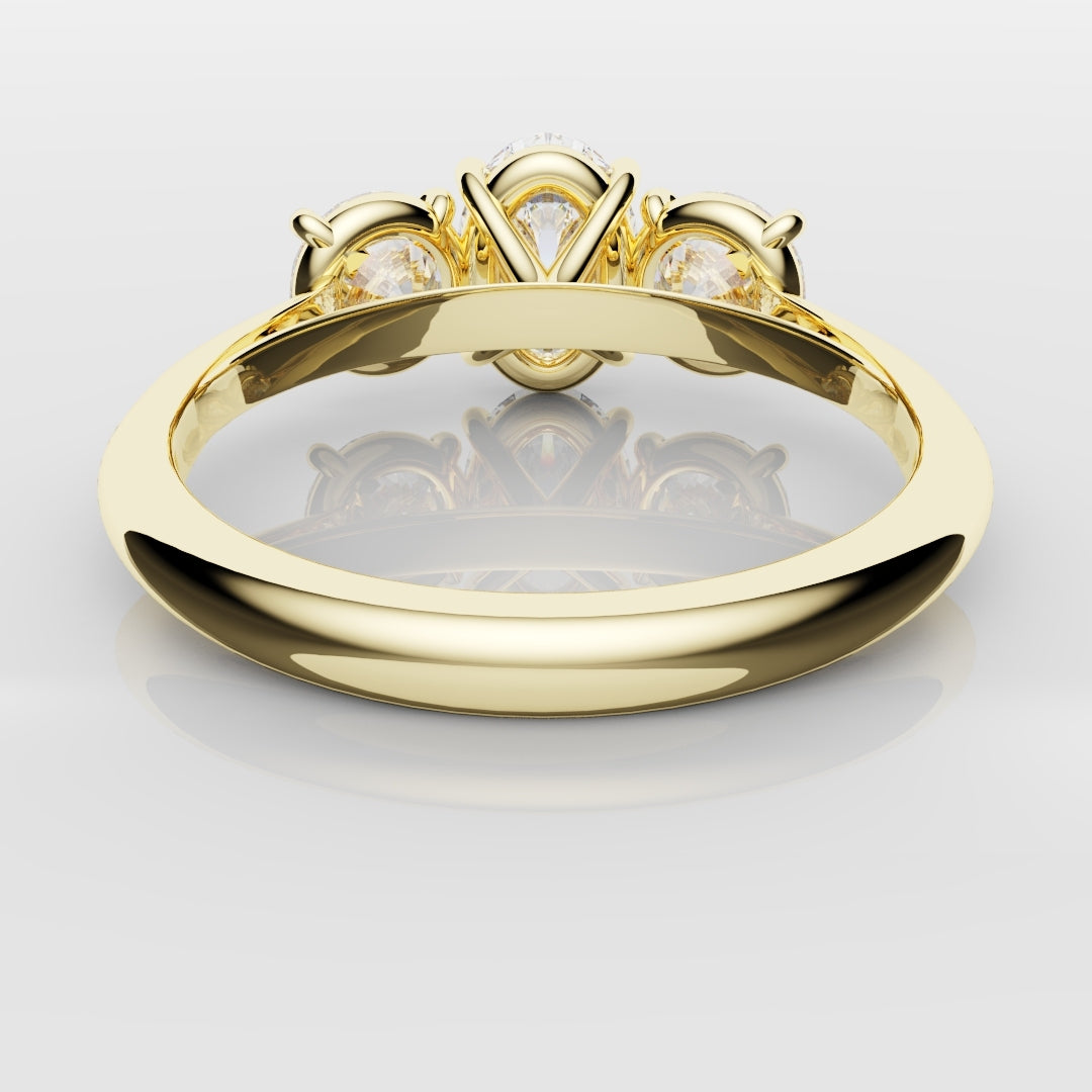 Oval Trilogy With Round Brilliant Cut Shoulder Diamonds