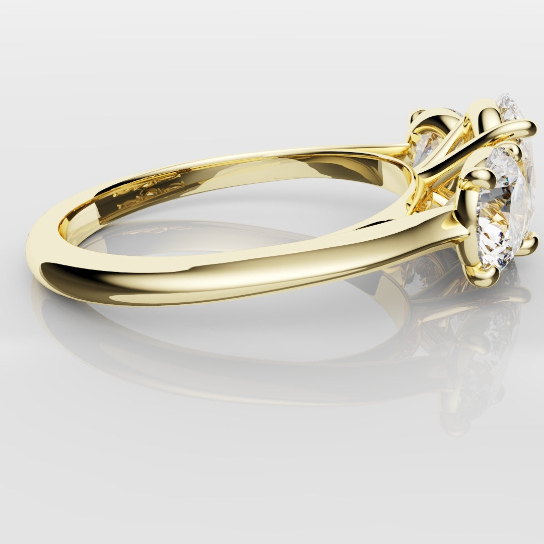 Oval Trilogy With Round Brilliant Cut Shoulder Diamonds