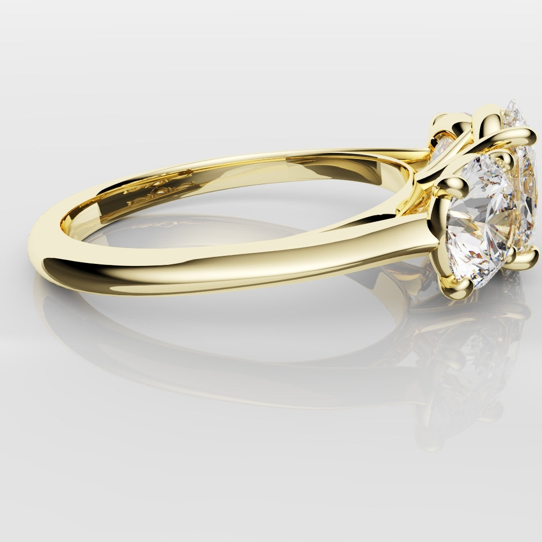 Oval Trilogy With Round Brilliant Cut Shoulder Diamonds