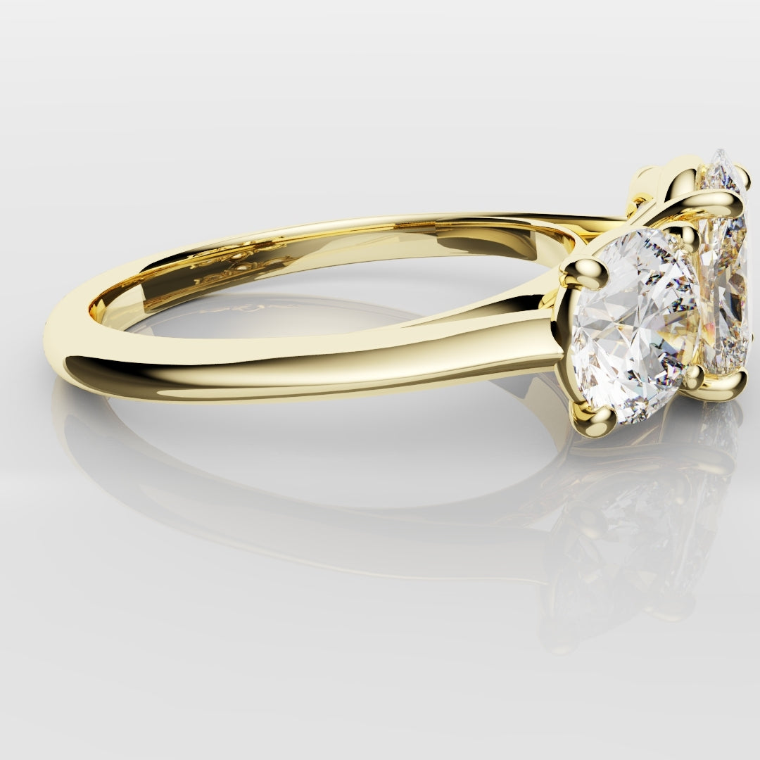 Oval Trilogy With Round Brilliant Cut Shoulder Diamonds