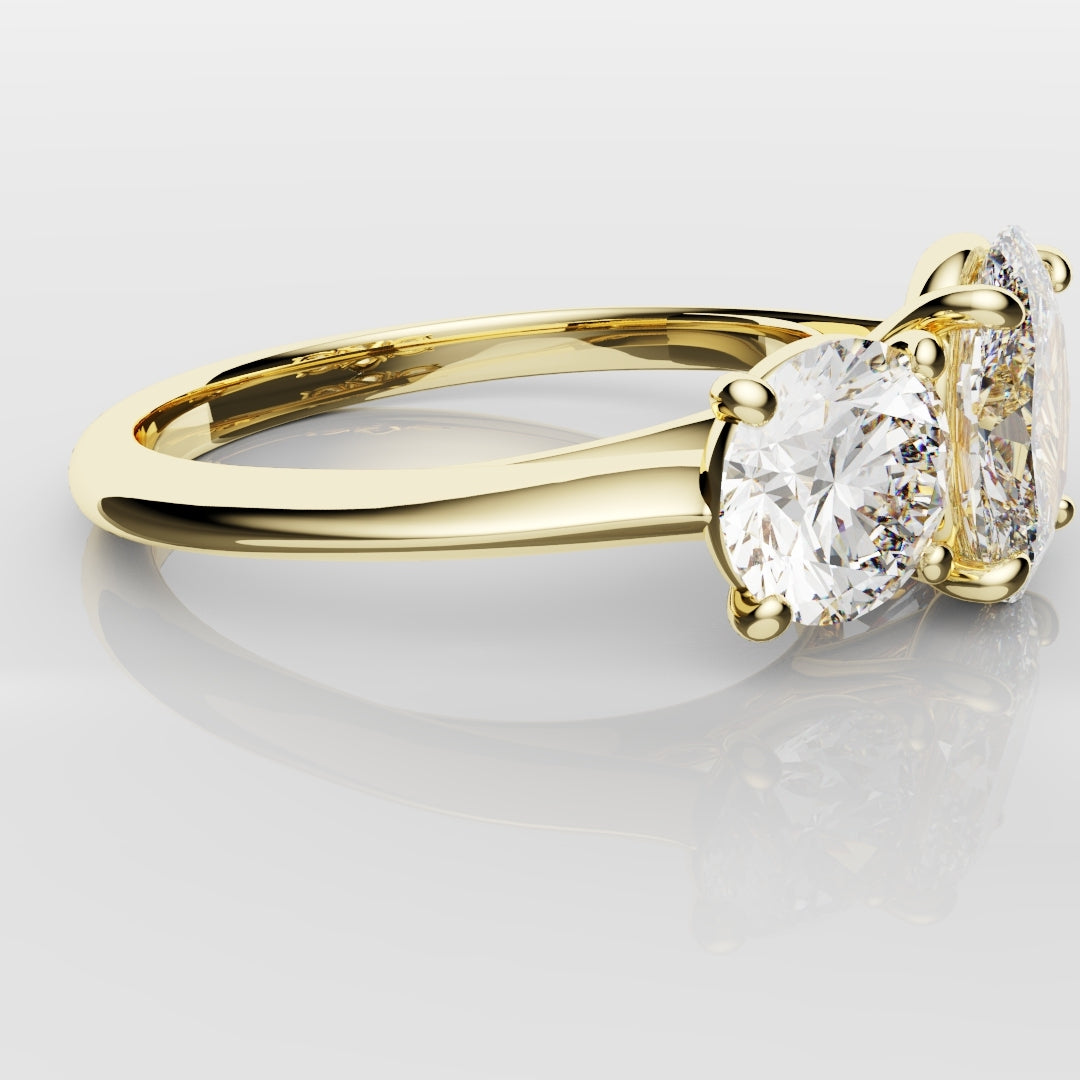 Oval Trilogy With Round Brilliant Cut Shoulder Diamonds