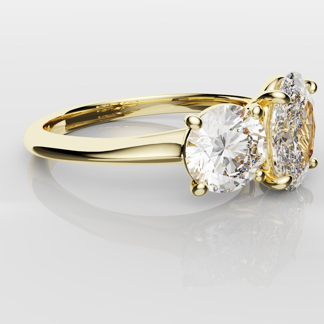Oval Trilogy With Round Brilliant Cut Shoulder Diamonds