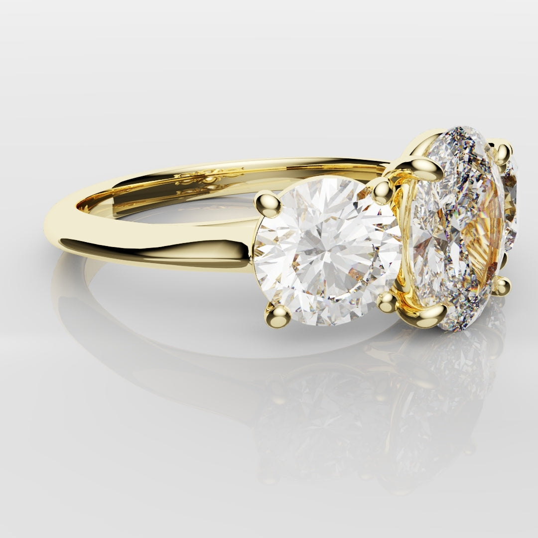 Oval Trilogy With Round Brilliant Cut Shoulder Diamonds