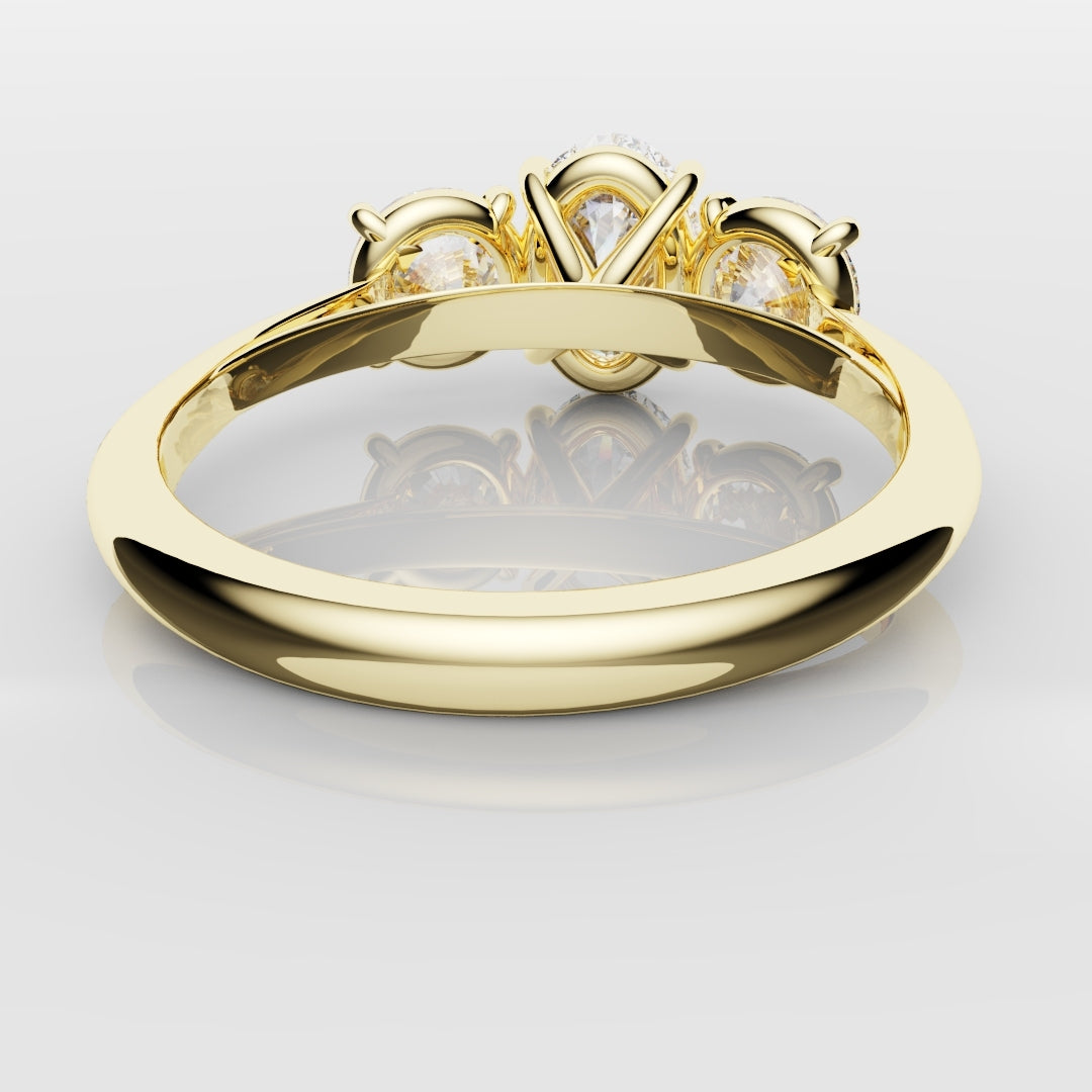 Oval Trilogy With Round Brilliant Cut Shoulder Diamonds