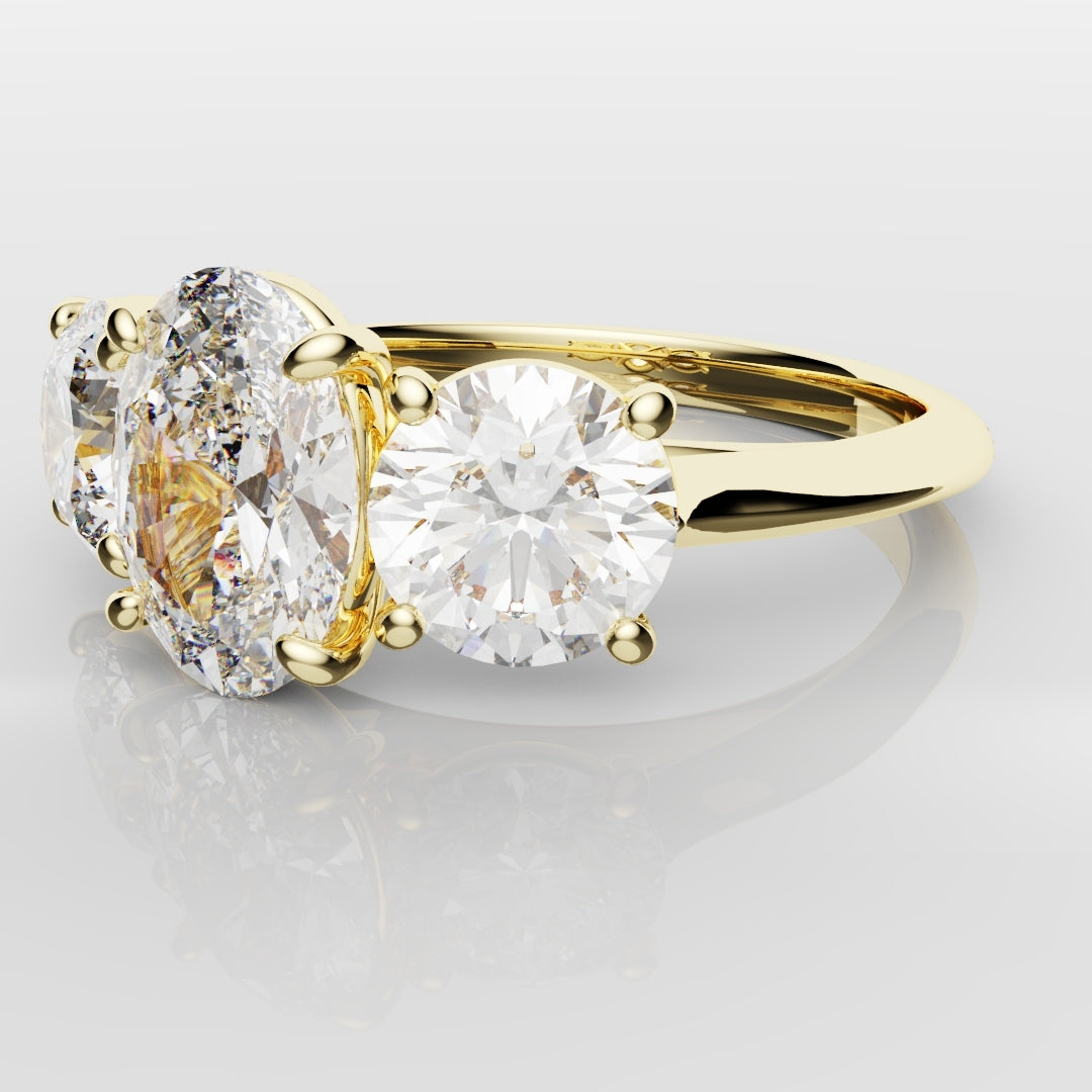 Oval Trilogy With Round Brilliant Cut Shoulder Diamonds
