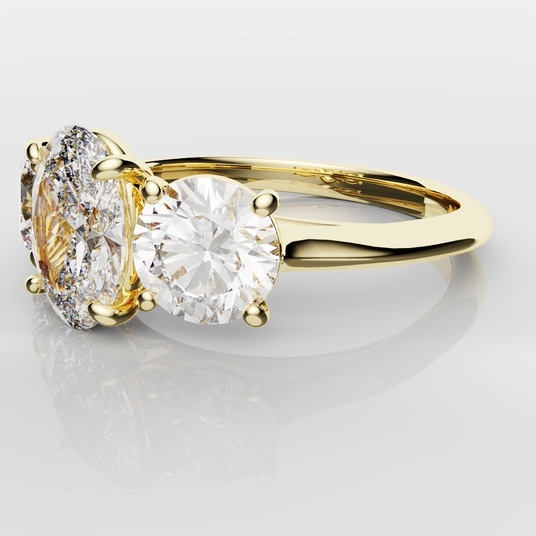 Oval Trilogy With Round Brilliant Cut Shoulder Diamonds