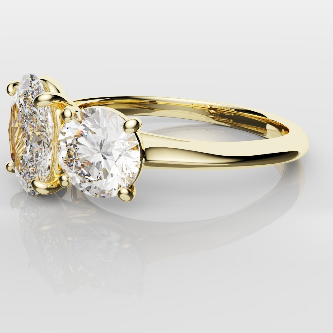 Oval Trilogy With Round Brilliant Cut Shoulder Diamonds