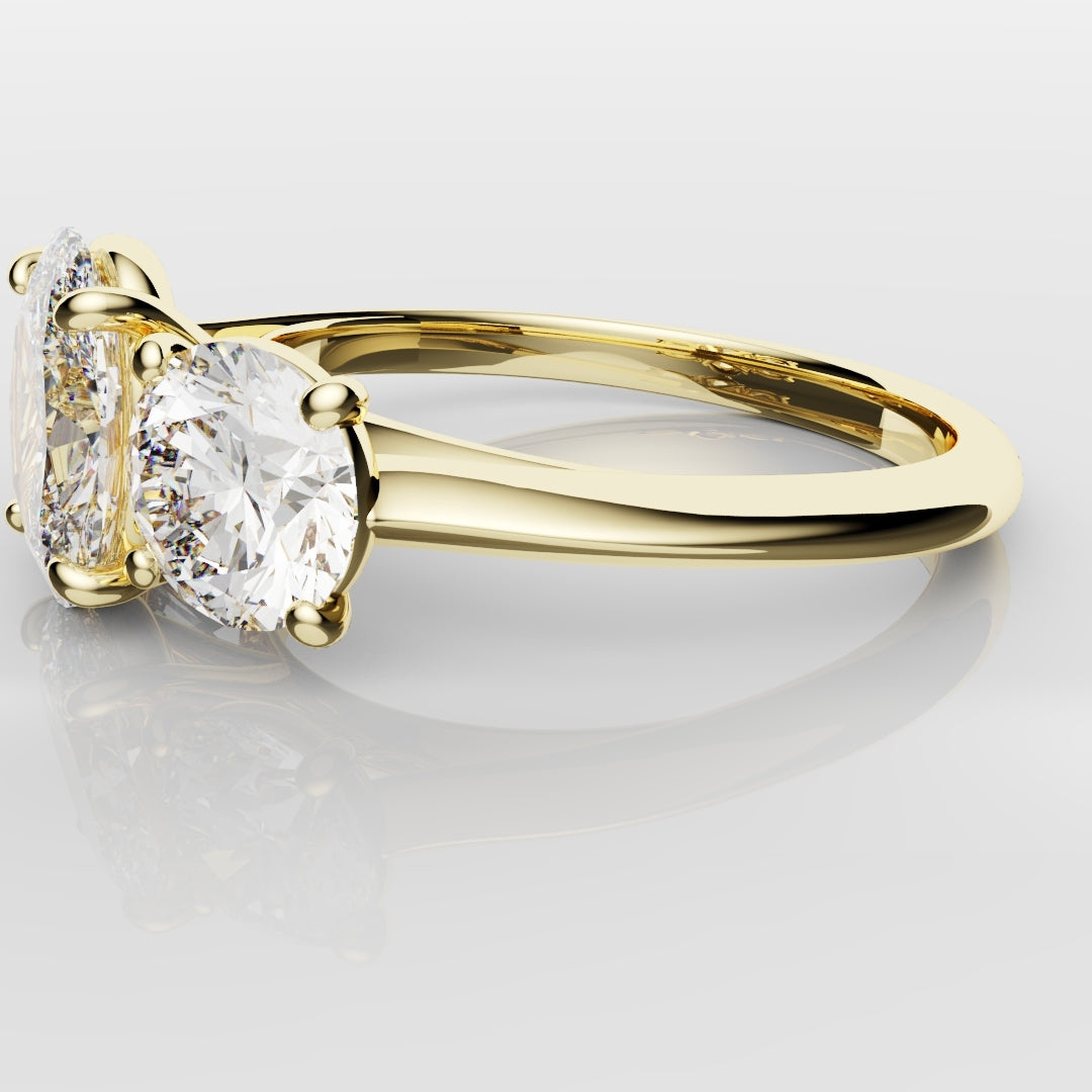 Oval Trilogy With Round Brilliant Cut Shoulder Diamonds
