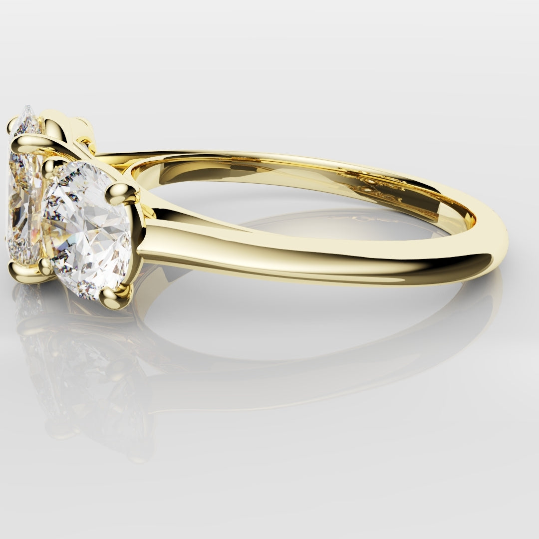 Oval Trilogy With Round Brilliant Cut Shoulder Diamonds
