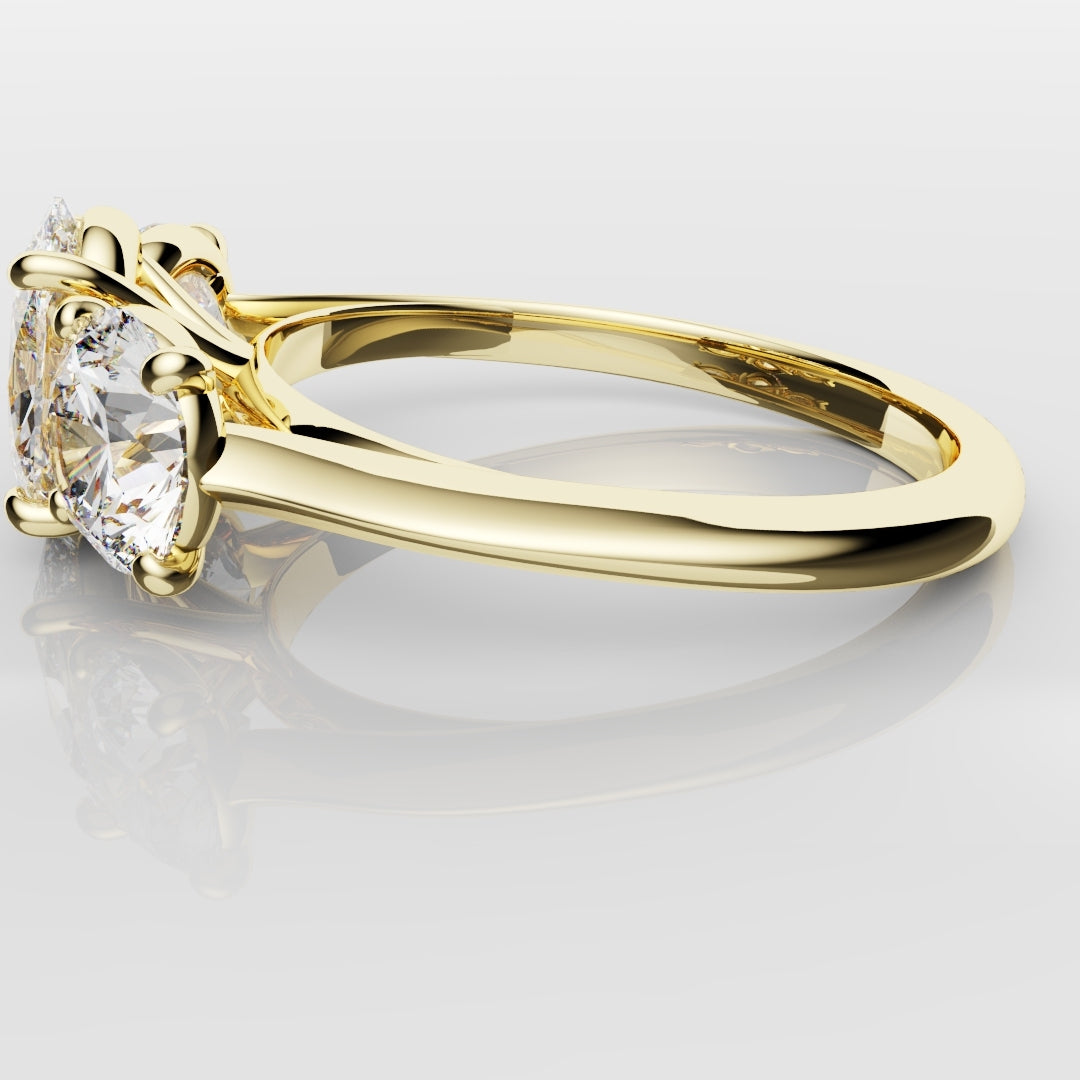 Oval Trilogy With Round Brilliant Cut Shoulder Diamonds