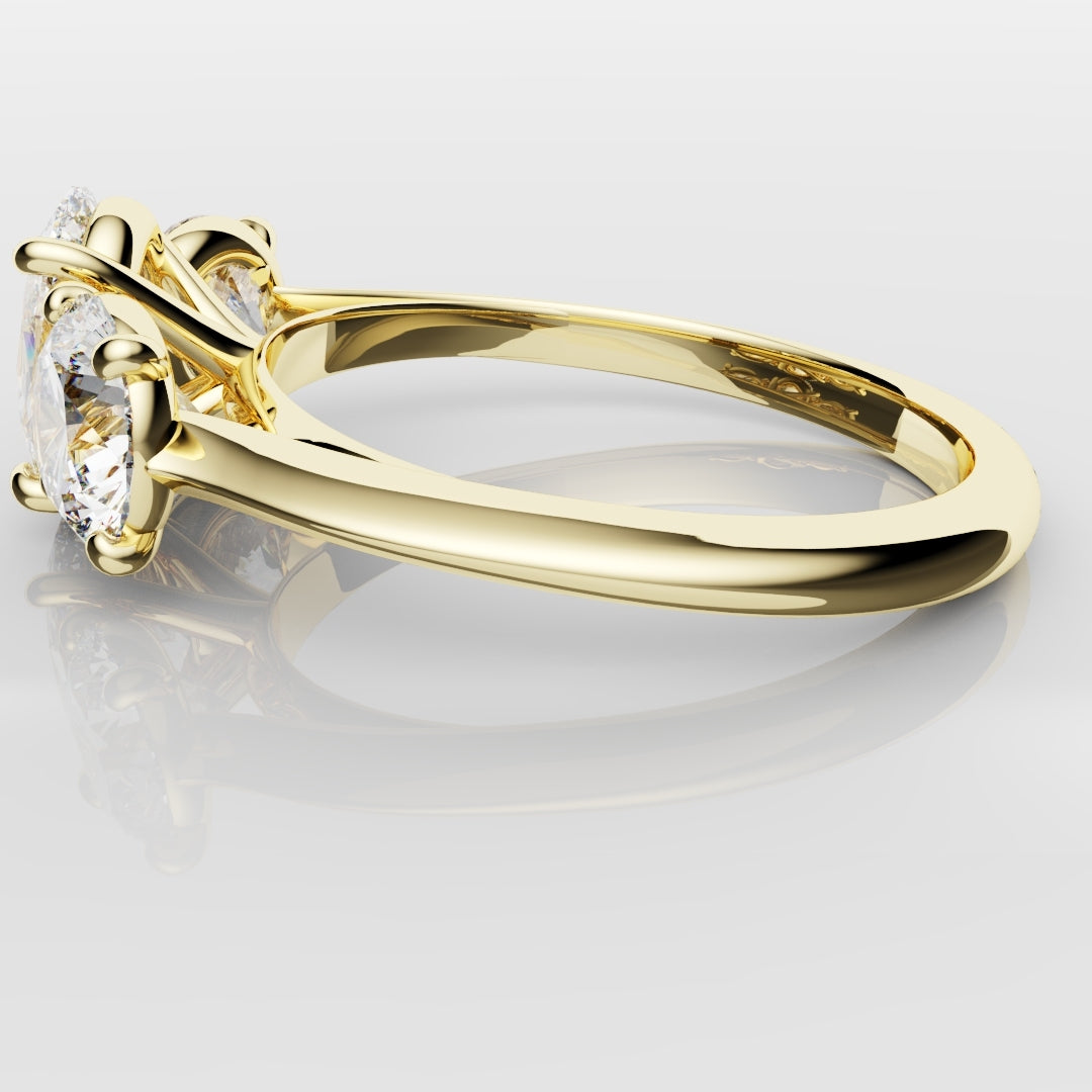 Oval Trilogy With Round Brilliant Cut Shoulder Diamonds
