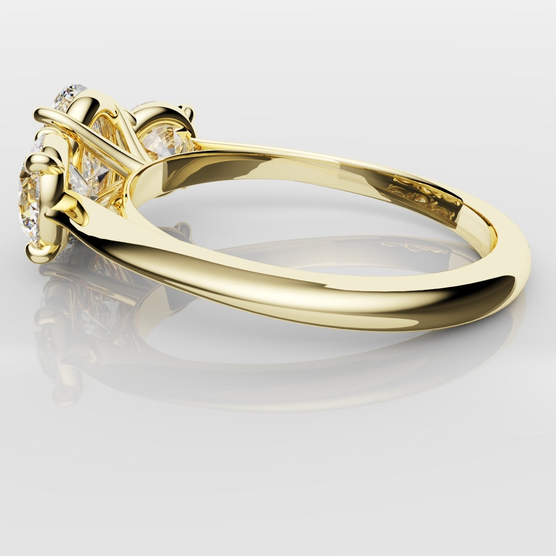 Oval Trilogy With Round Brilliant Cut Shoulder Diamonds