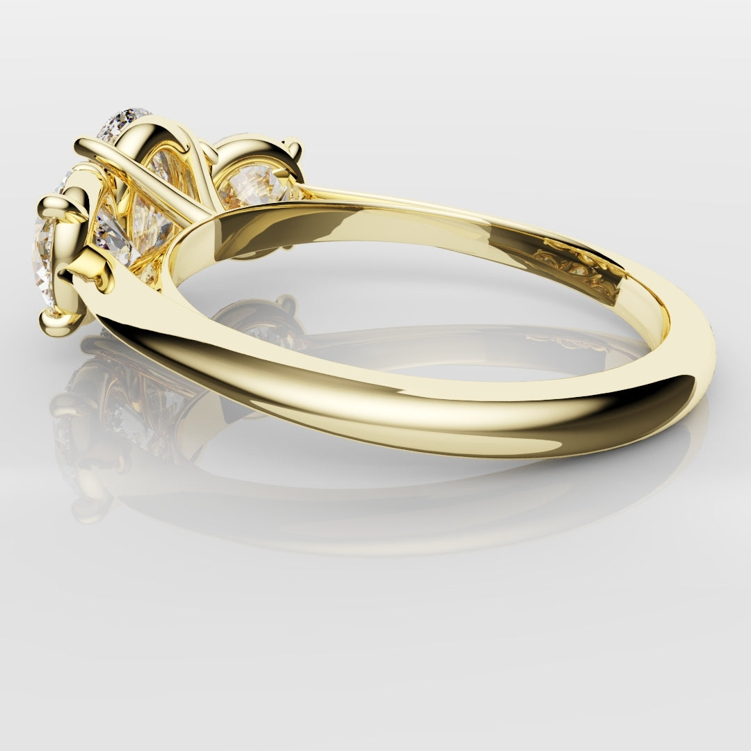 Oval Trilogy With Round Brilliant Cut Shoulder Diamonds