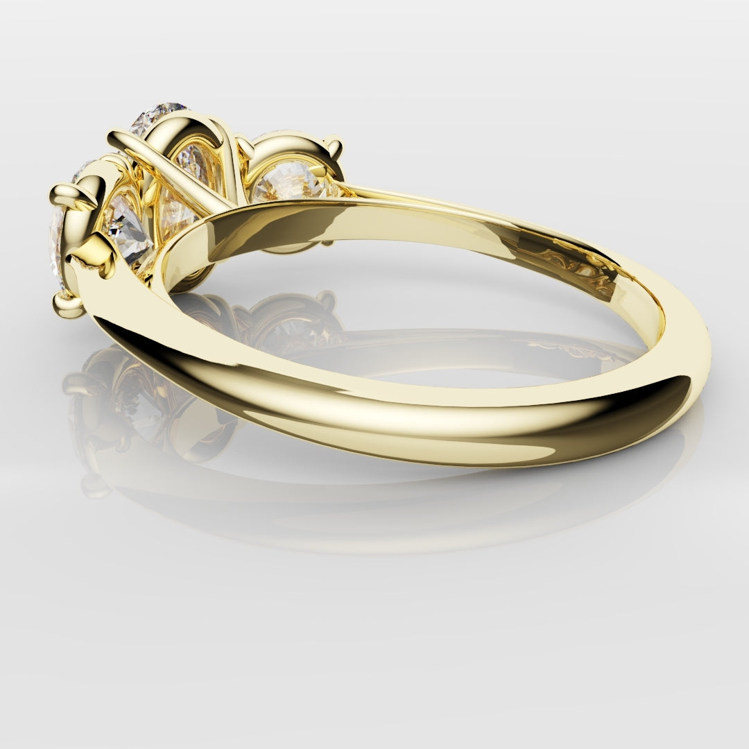 Oval Trilogy With Round Brilliant Cut Shoulder Diamonds
