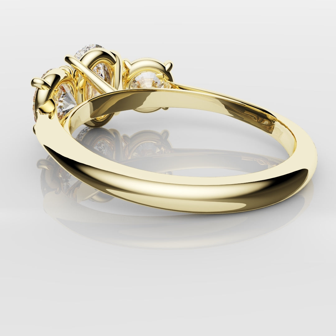 Oval Trilogy With Round Brilliant Cut Shoulder Diamonds