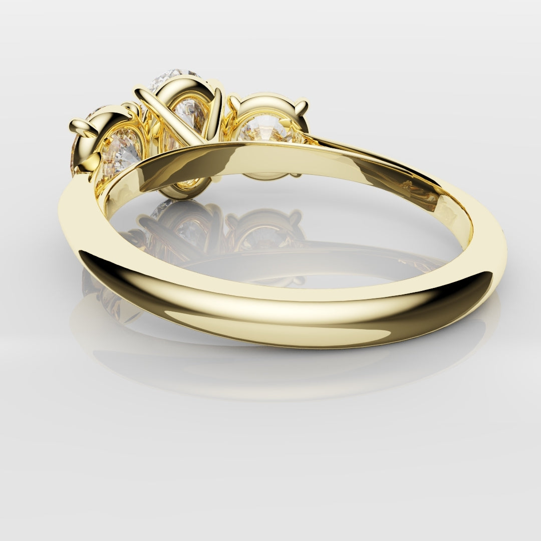 Oval Trilogy With Round Brilliant Cut Shoulder Diamonds