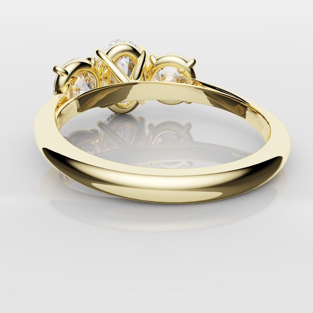 Oval Trilogy With Round Brilliant Cut Shoulder Diamonds