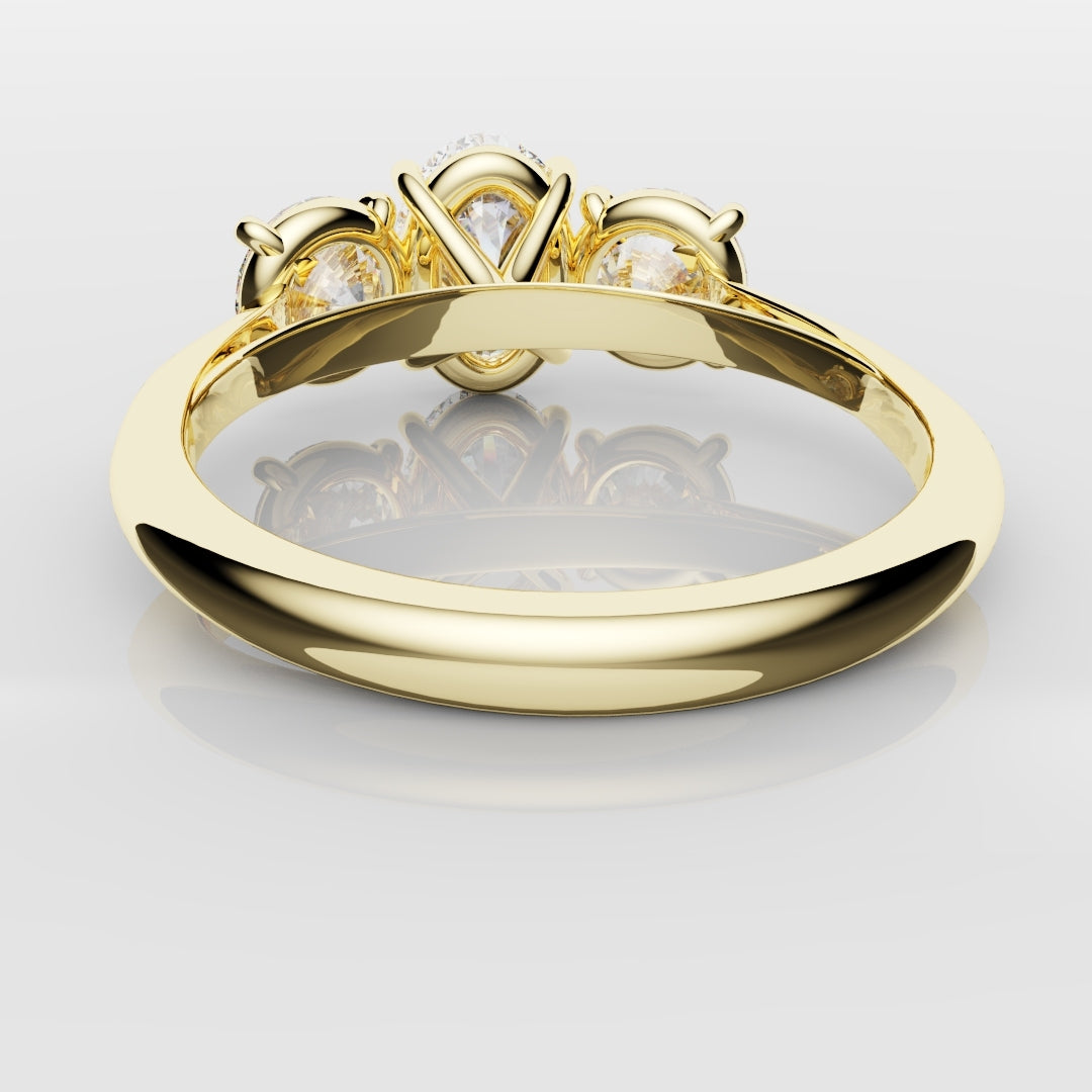 Oval Trilogy With Round Brilliant Cut Shoulder Diamonds