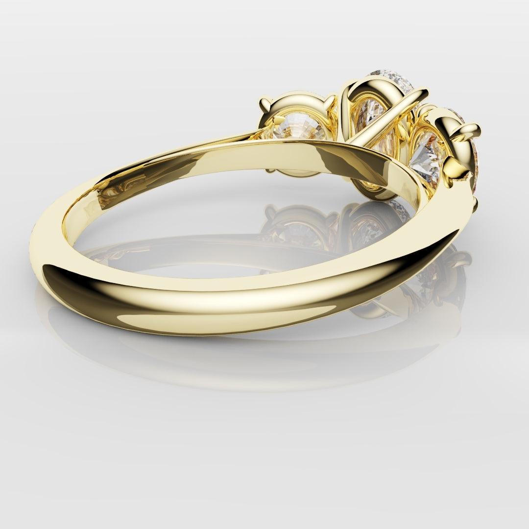 Oval Trilogy With Round Brilliant Cut Shoulder Diamonds