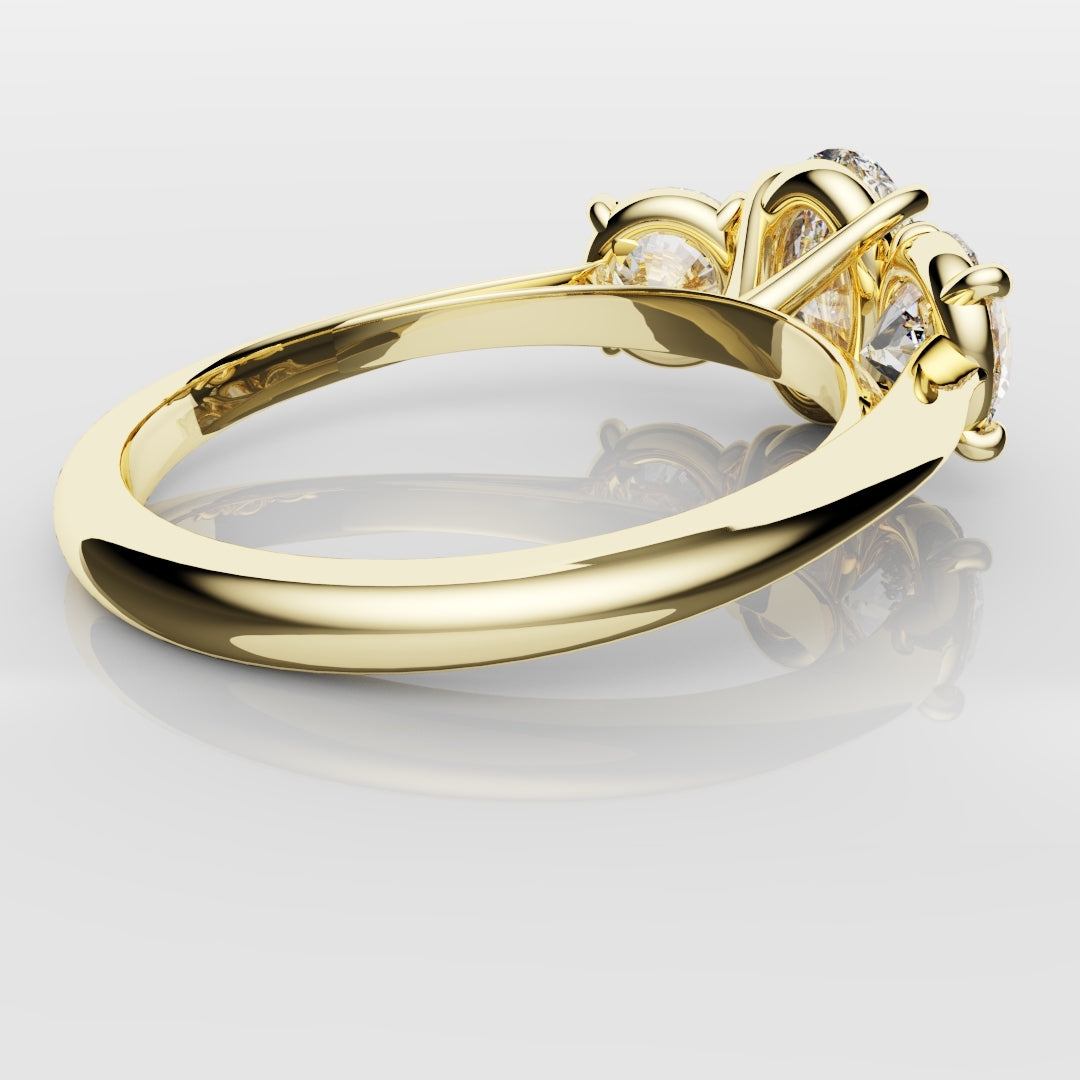 Oval Trilogy With Round Brilliant Cut Shoulder Diamonds