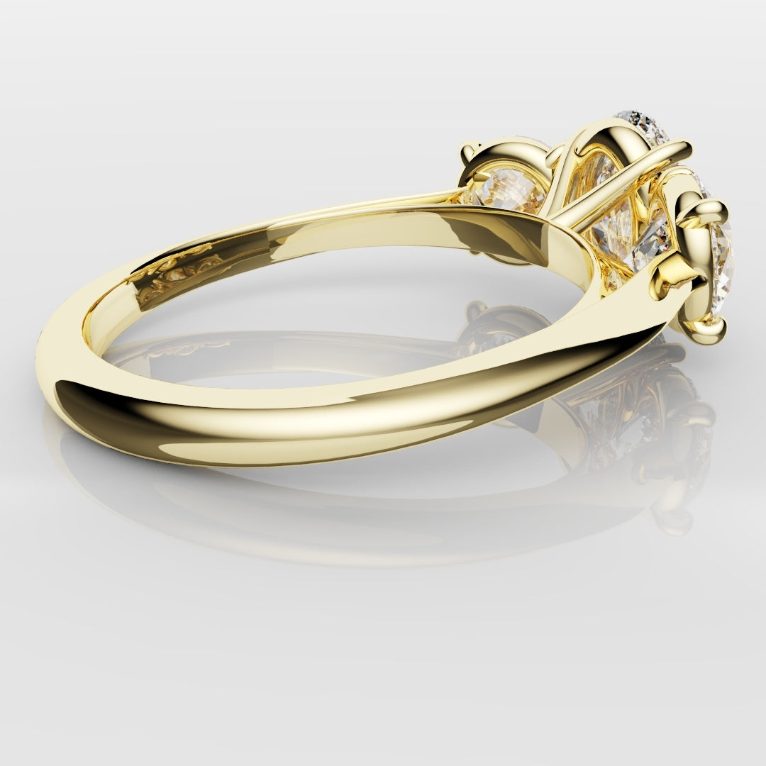 Oval Trilogy With Round Brilliant Cut Shoulder Diamonds