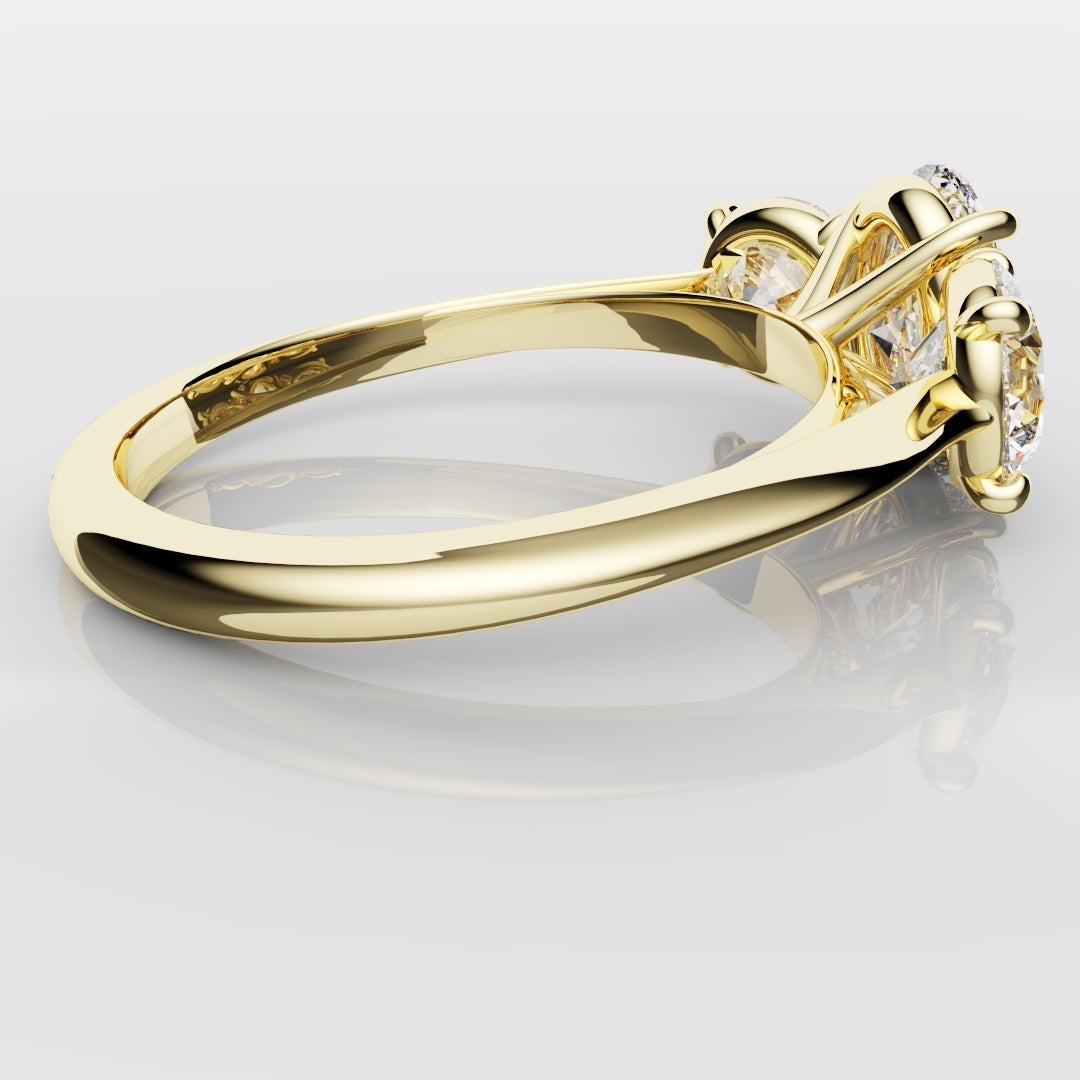 Oval Trilogy With Round Brilliant Cut Shoulder Diamonds