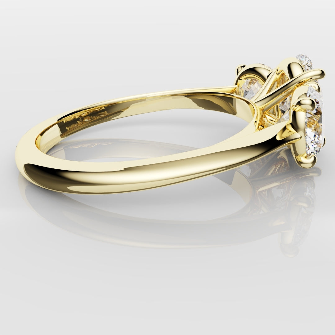 Oval Trilogy With Round Brilliant Cut Shoulder Diamonds