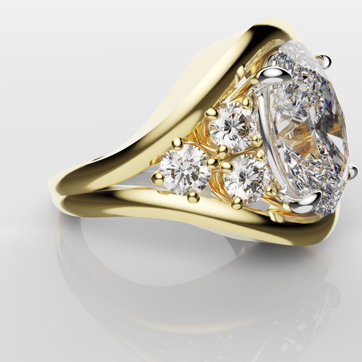 Custom Oval Diamond Hierloom Engagement Ring