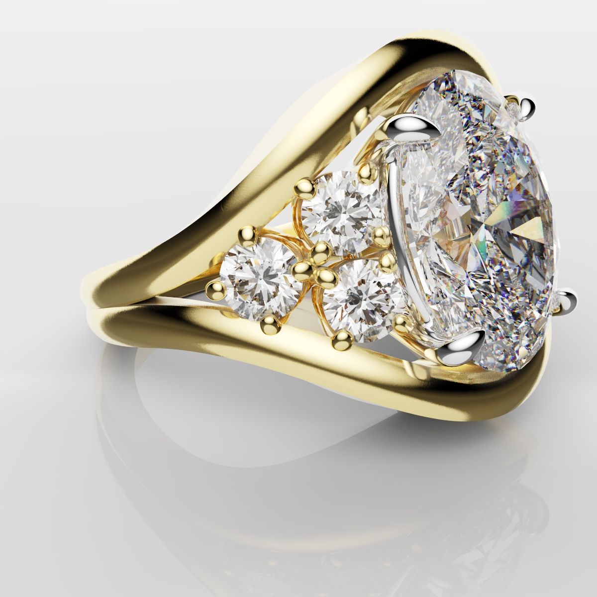 Custom Oval Diamond Hierloom Engagement Ring