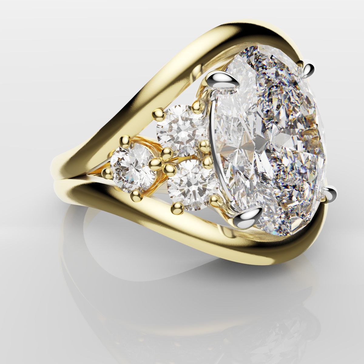 Custom Oval Diamond Hierloom Engagement Ring