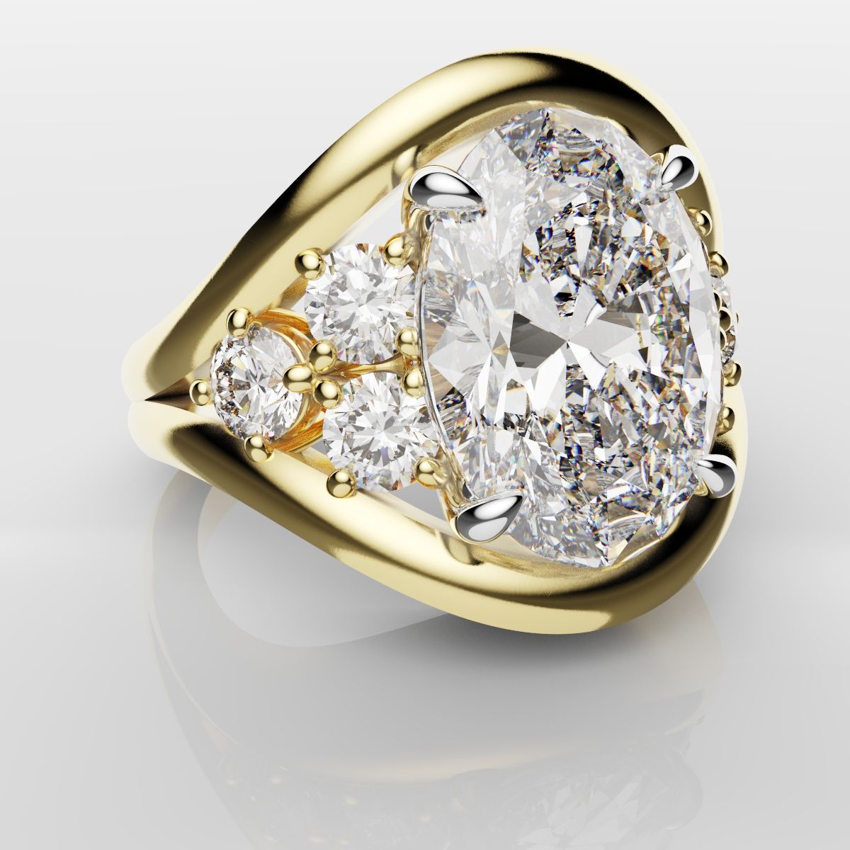 Custom Oval Diamond Hierloom Engagement Ring