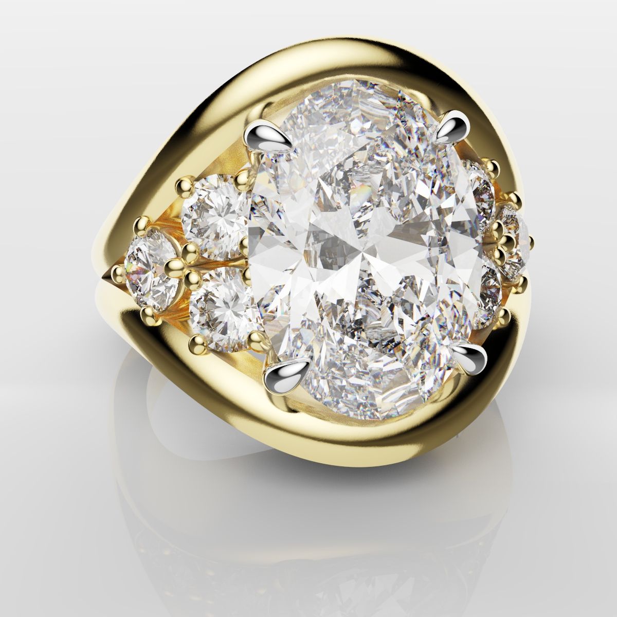 Custom Oval Diamond Hierloom Engagement Ring