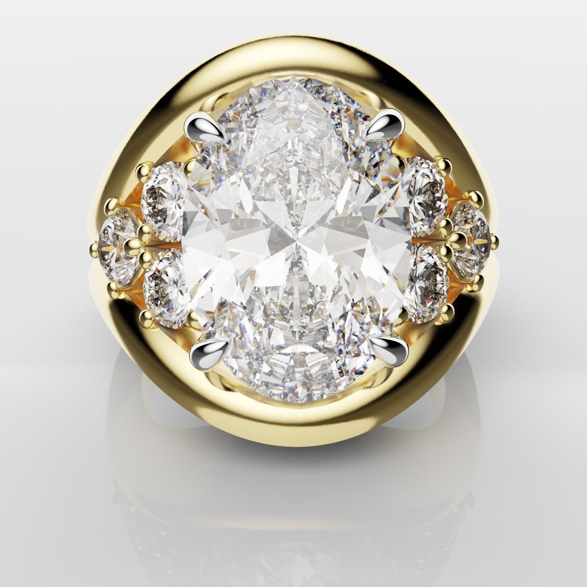 Custom Oval Diamond Hierloom Engagement Ring