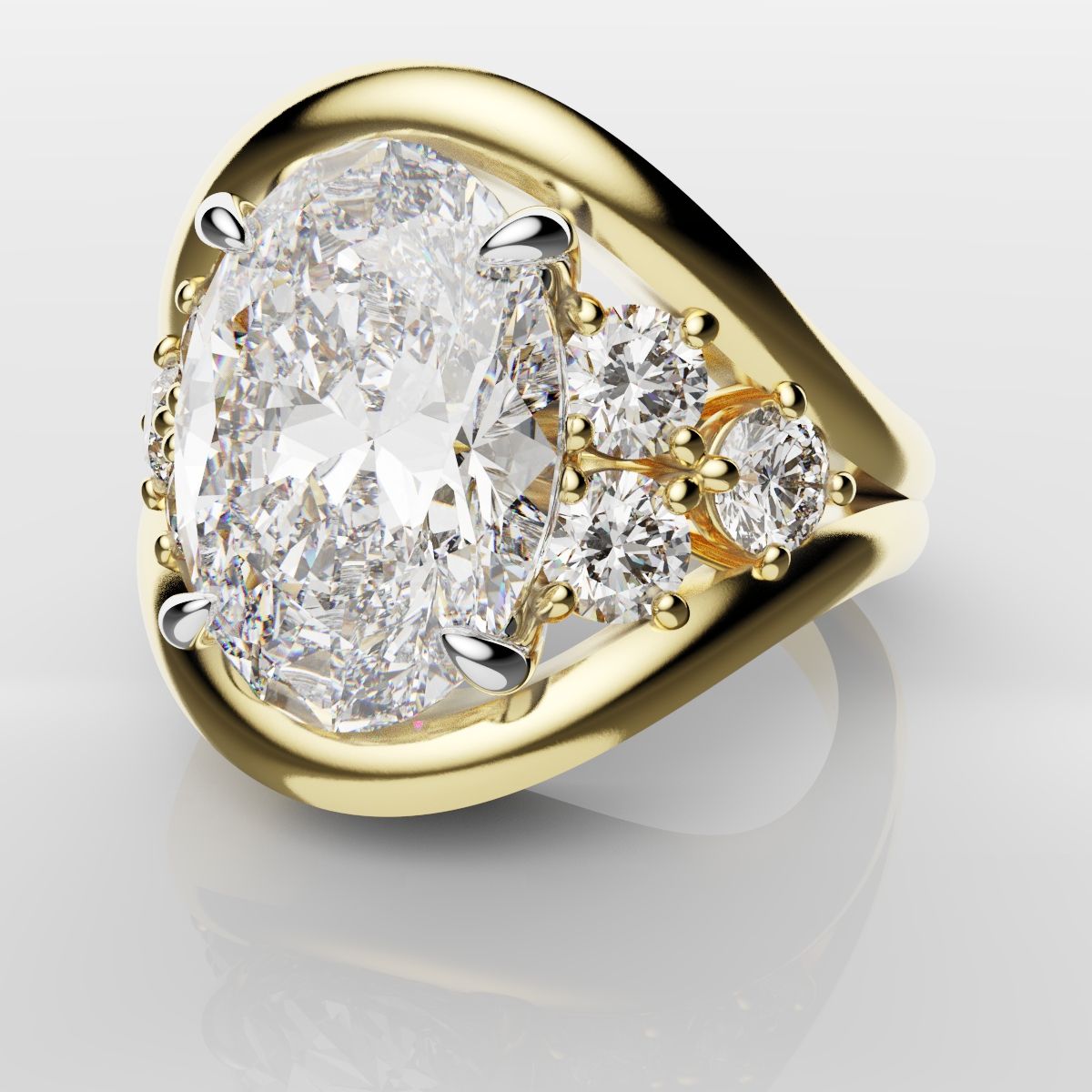 Custom Oval Diamond Hierloom Engagement Ring