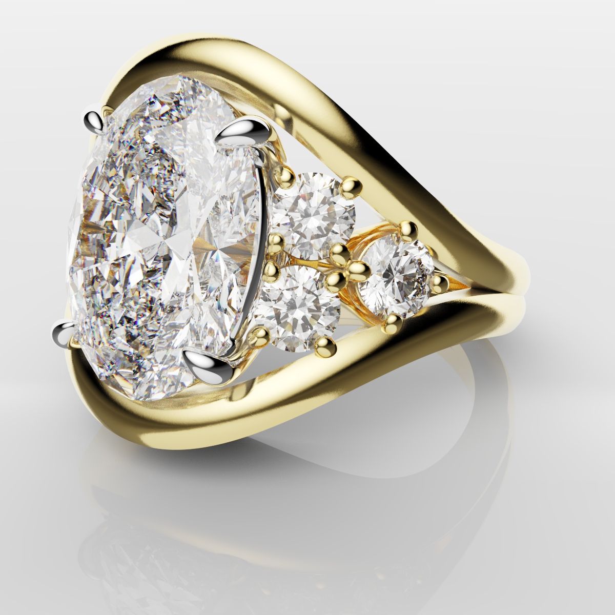 Custom Oval Diamond Hierloom Engagement Ring