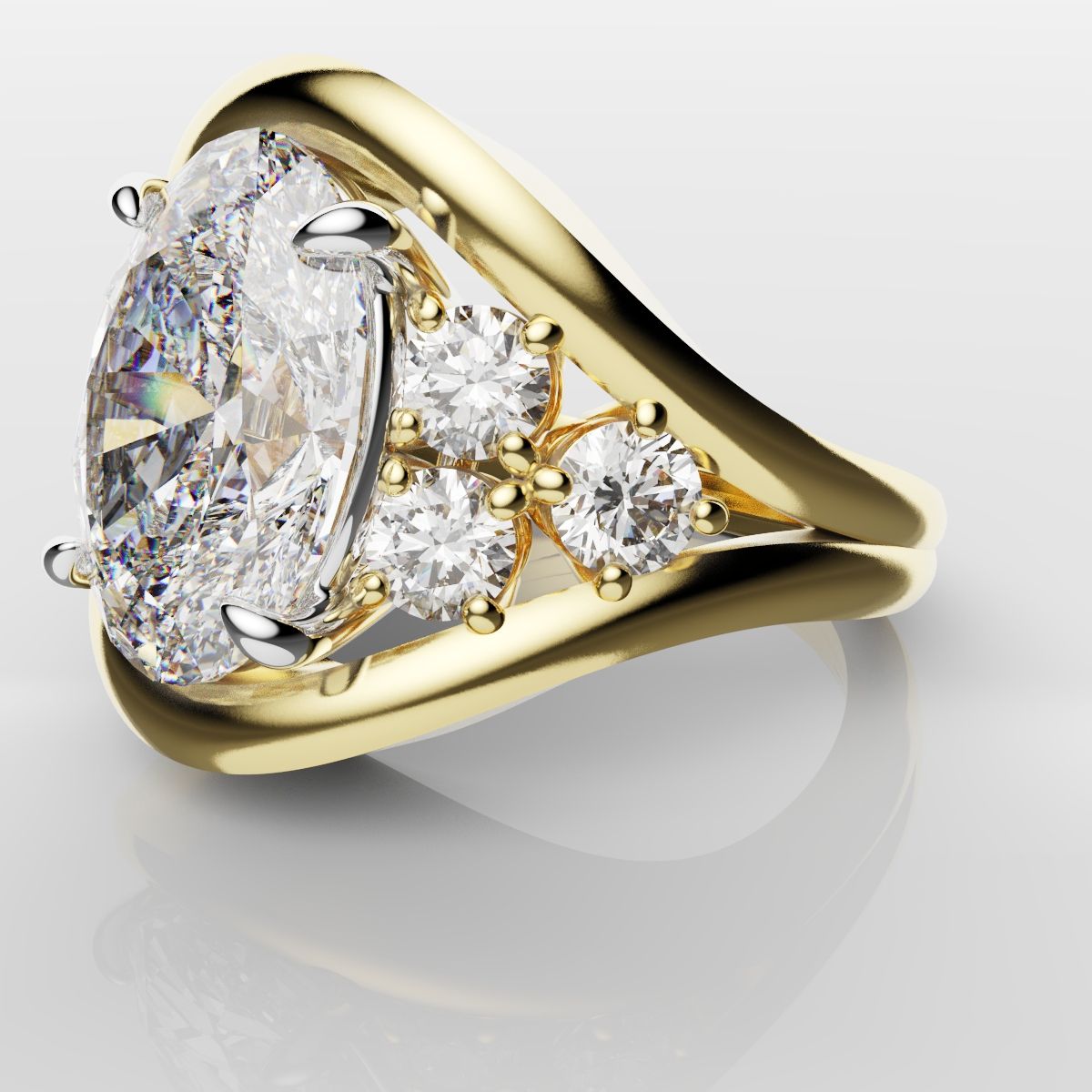 Custom Oval Diamond Hierloom Engagement Ring