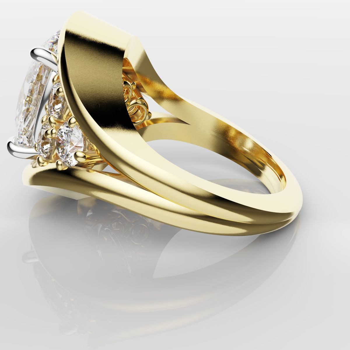Custom Oval Diamond Hierloom Engagement Ring